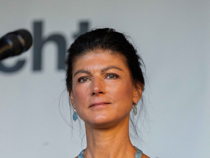 BSW-Wahlkampfauftritt mit Sahra Wagenknecht auf dem Neumarkt in Chemnitz am 27. August 2024