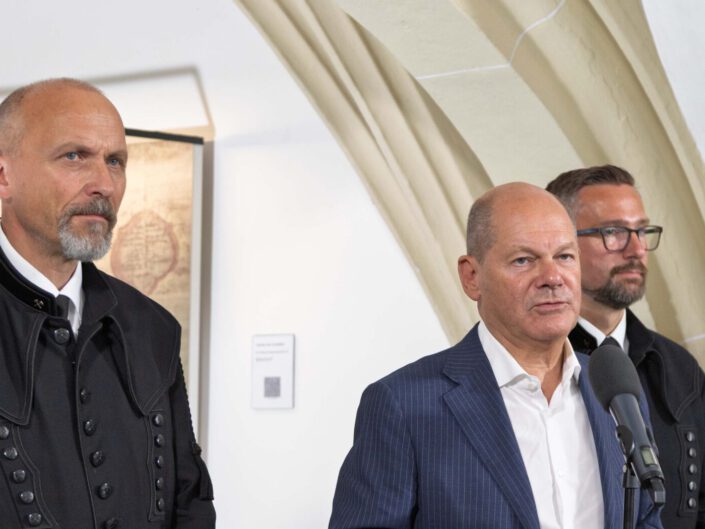 Besuch des Sächsischen Oberbergamts mit Bundeskanzler Olaf Scholz in Freiberg am 30. August 2024